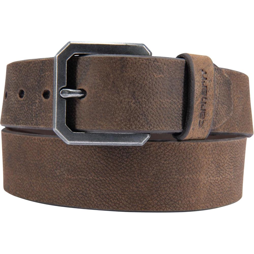 imageCarhartt Mens Durable Full Grain Saddle Leather Classic Belts WRugged Antique Nickle HardwareDark Brown