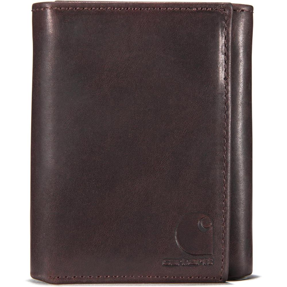 imageCarhartt Mens Durable Oil Tan Leather Wallets Available in Multiple StylesTrifold