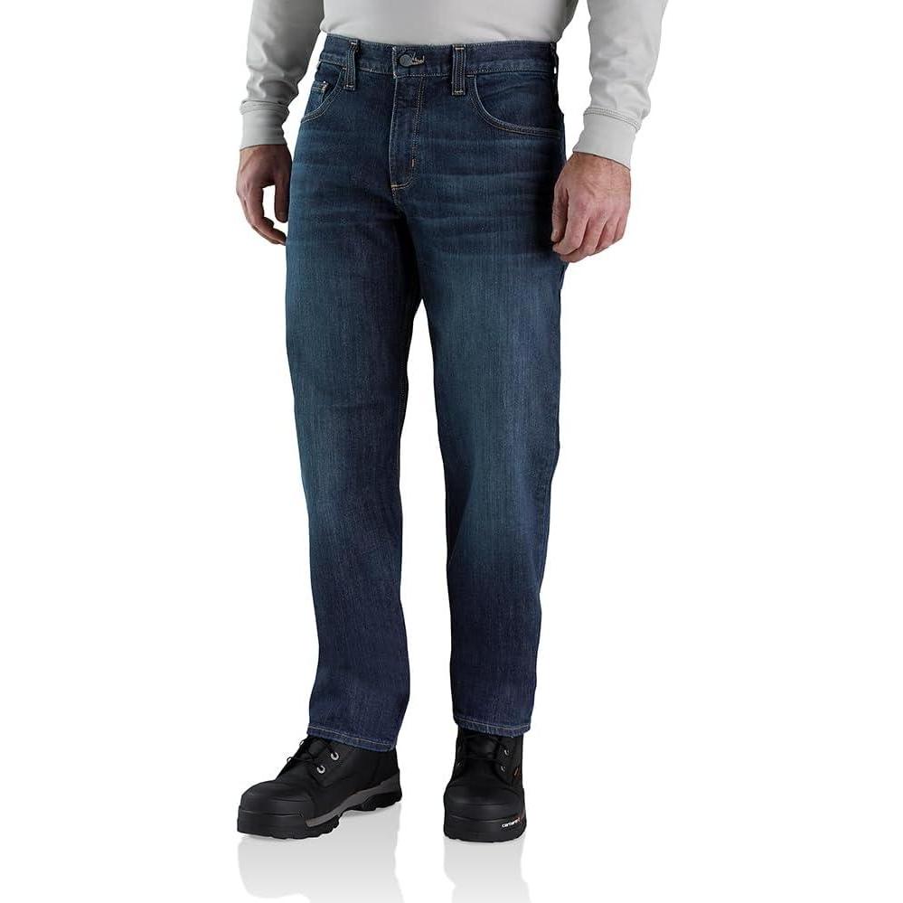 imageCarhartt Mens FR Relaxed Straight Rugged Flex JeanMidnight Indigo