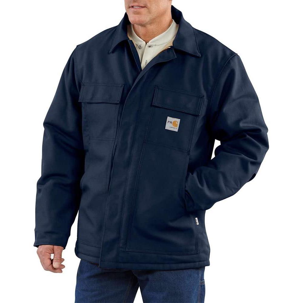 imageCarhartt Mens Flame Resistant Duck Traditional CoatDark Navy