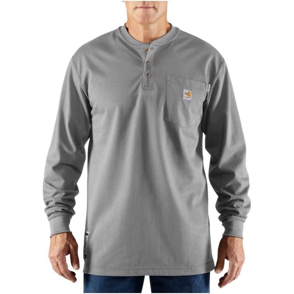 imageCarhartt Mens Flame Resistant Force Cotton Long Sleeve HenleyLight Gray