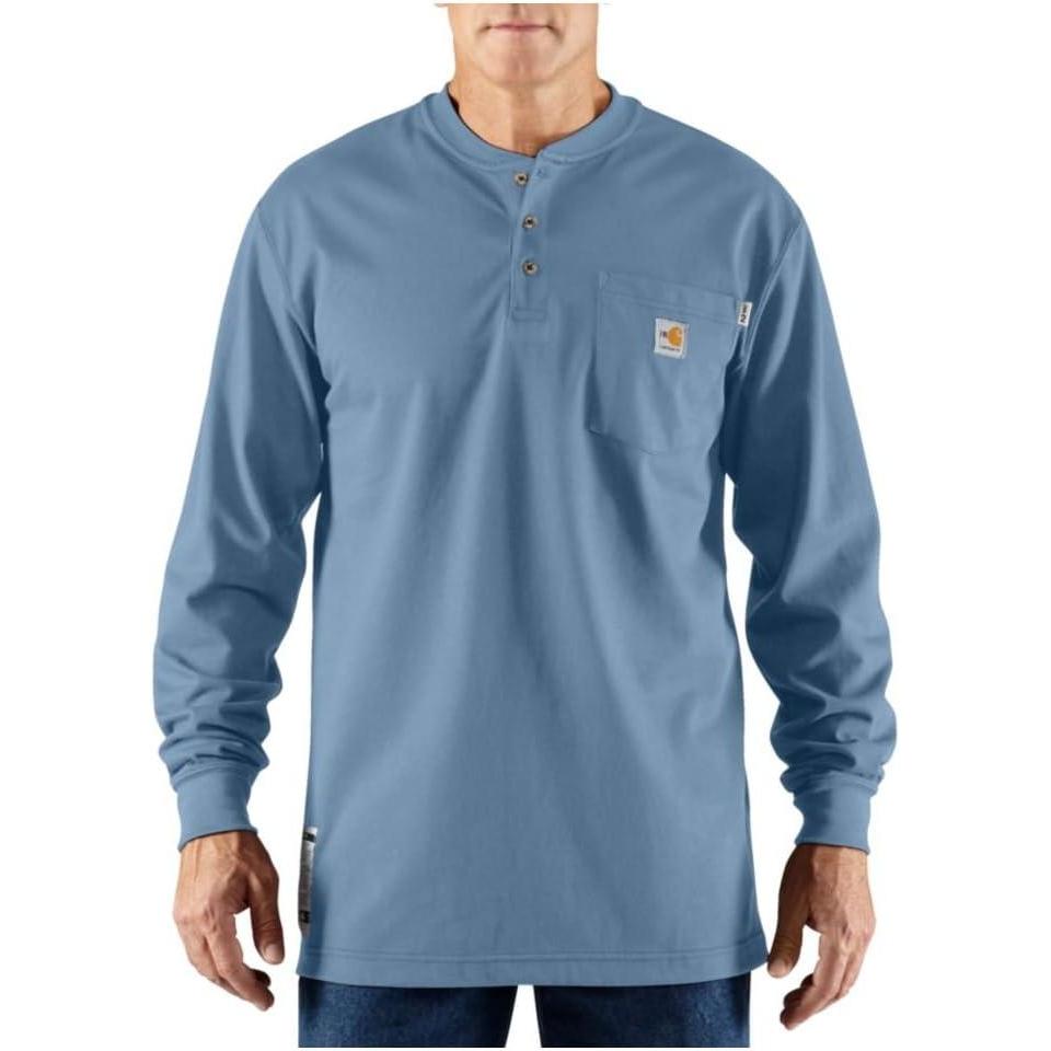imageCarhartt Mens Flame Resistant Force Cotton Long Sleeve HenleyMedium Blue