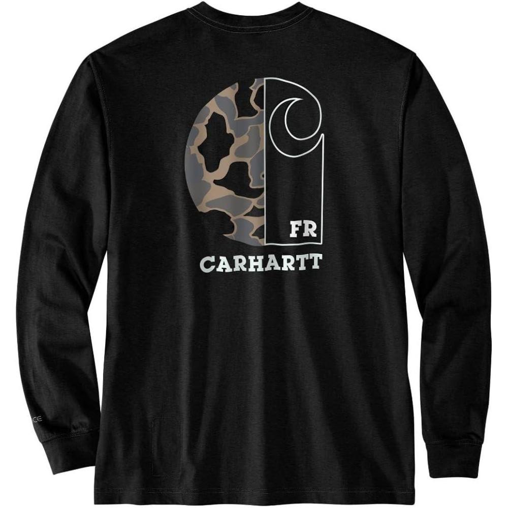 imageCarhartt Mens Flame Resistant Force Loose Fit Lightweight LongSleeve Camo C Graphic TShirtBlack