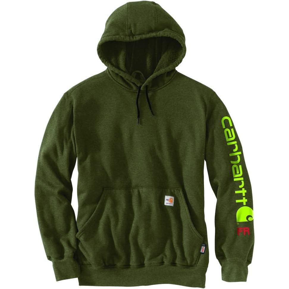 imageCarhartt Mens Flame Resistant Force Loose Fit Midweight Logo Sleeve Graphic SweatshirtBasil Heather