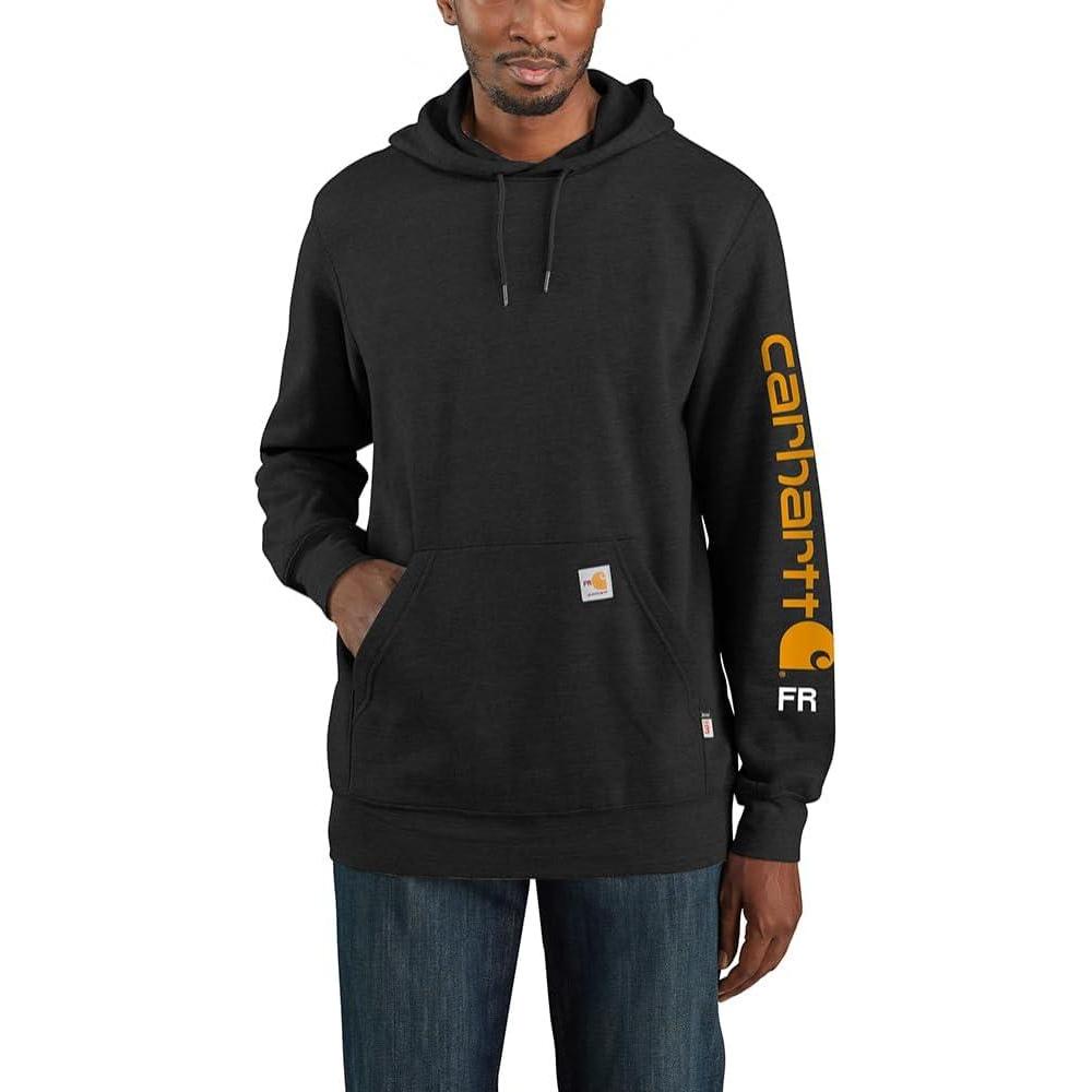 imageCarhartt Mens Flame Resistant Force Loose Fit Midweight Logo Sleeve Graphic SweatshirtBlack