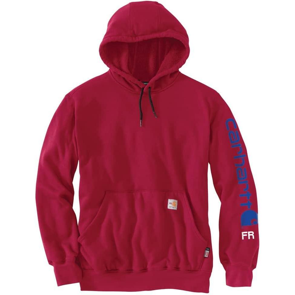 imageCarhartt Mens Flame Resistant Force Loose Fit Midweight Logo Sleeve Graphic SweatshirtIndustry Red