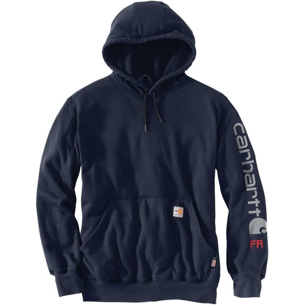 imageCarhartt Mens Flame Resistant Force Loose Fit Midweight Logo Sleeve Graphic SweatshirtNavy