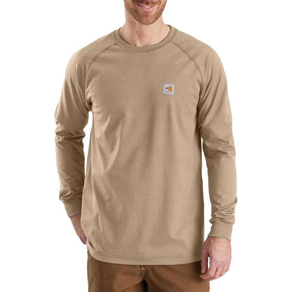 imageCarhartt Mens Flame Resistant Force Relaxed Fit Lightweight LongSleeve TShirtKhaki