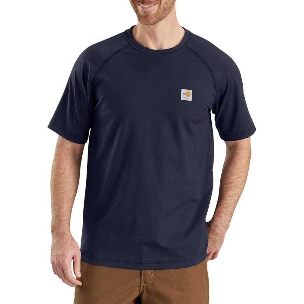 imageCarhartt Mens Flame Resistant Force Relaxed Fit Lightweight ShortSleeve TShirtDark Navy