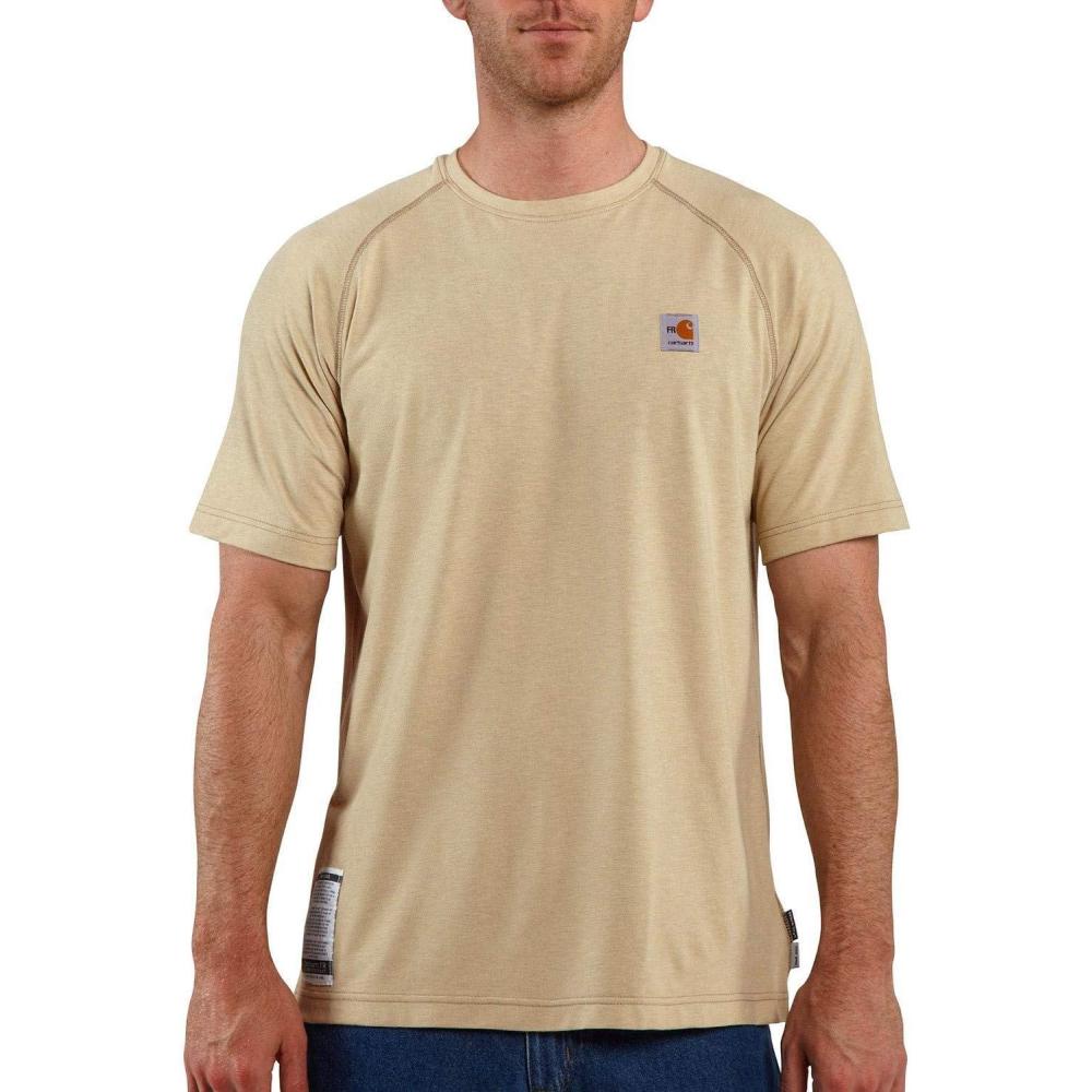imageCarhartt Mens Flame Resistant Force Relaxed Fit Lightweight ShortSleeve TShirtKhaki