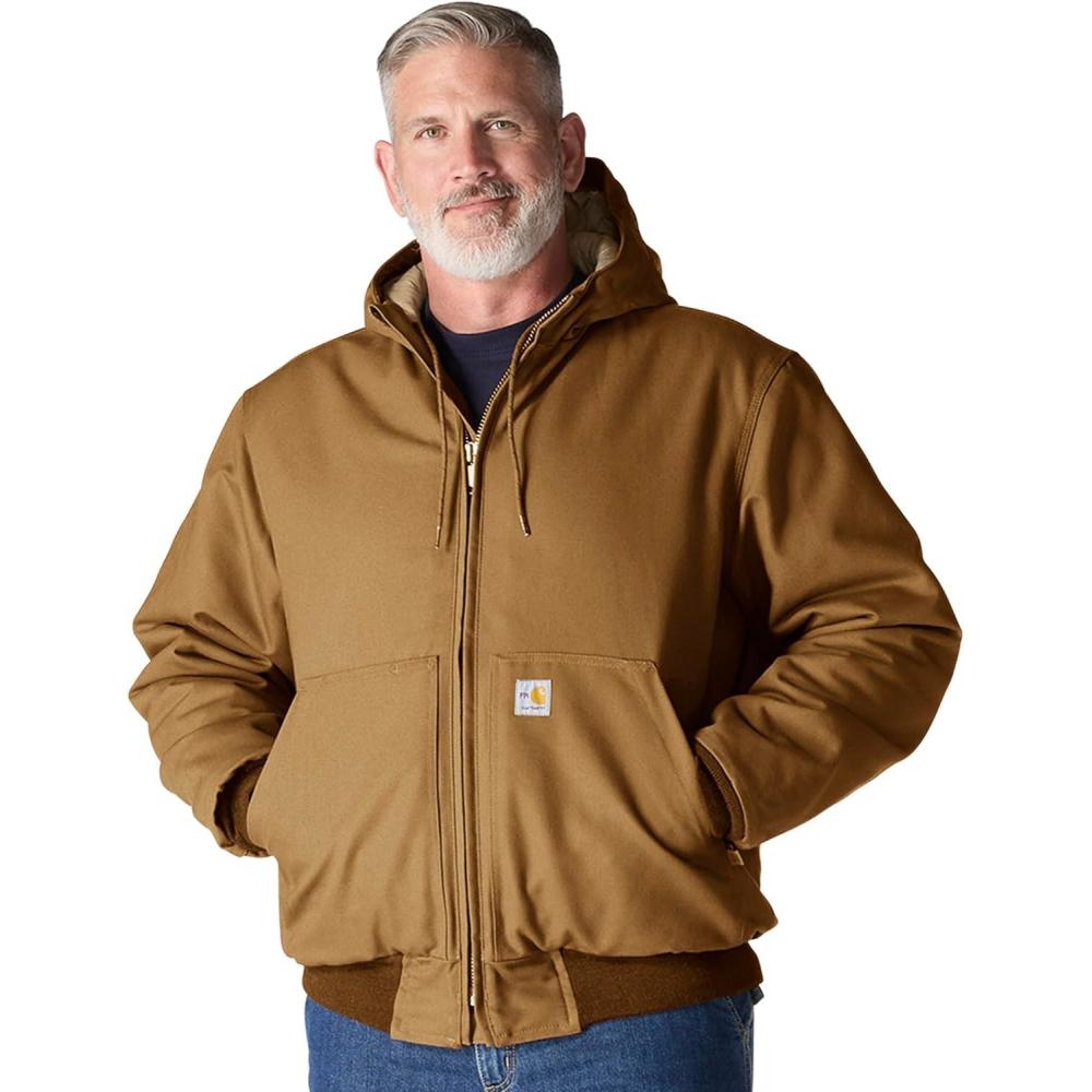 imageCarhartt Mens Flame Resistant Loose Fit Duck Insulated Active JacCarhartt Brown
