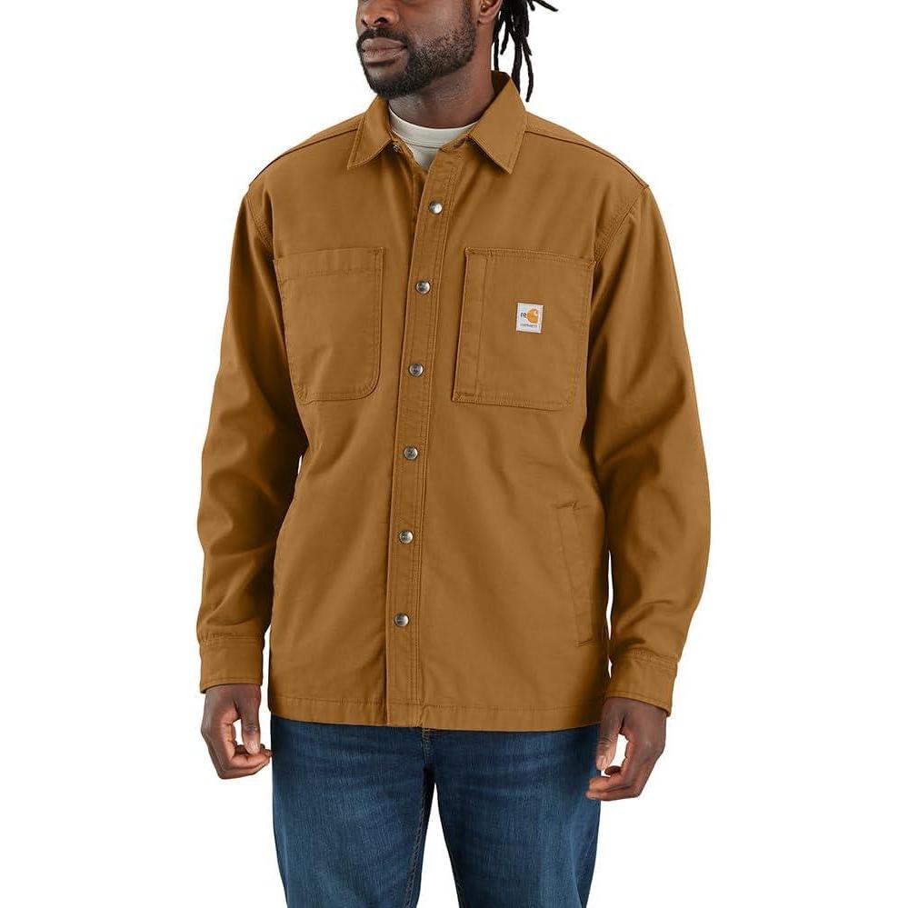 imageCarhartt Mens Flame Resistant Rugged Flex Canvas Shirt JacCarhartt Brown