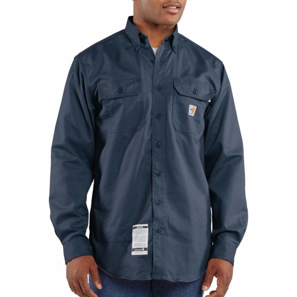 imageCarhartt Mens FlameResistant Classic Twill ShirtDark Navy