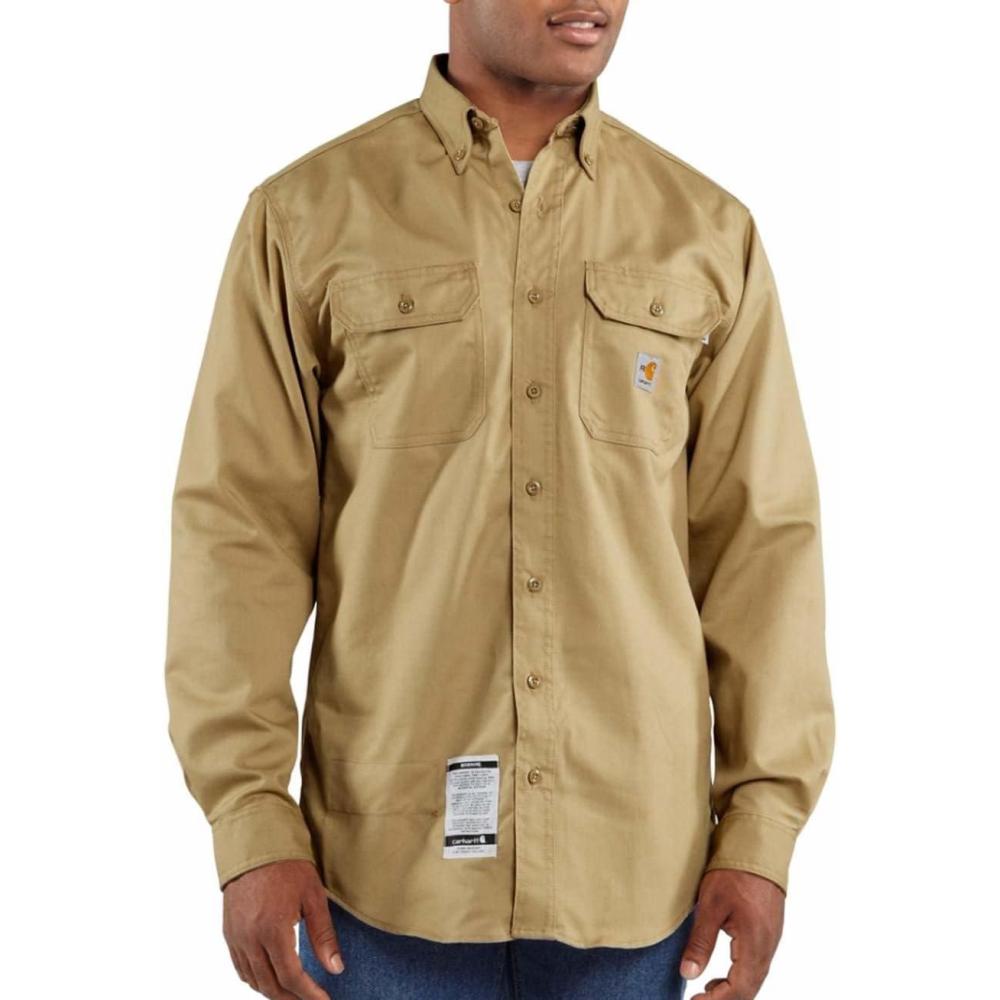 imageCarhartt Mens FlameResistant Classic Twill ShirtKhaki