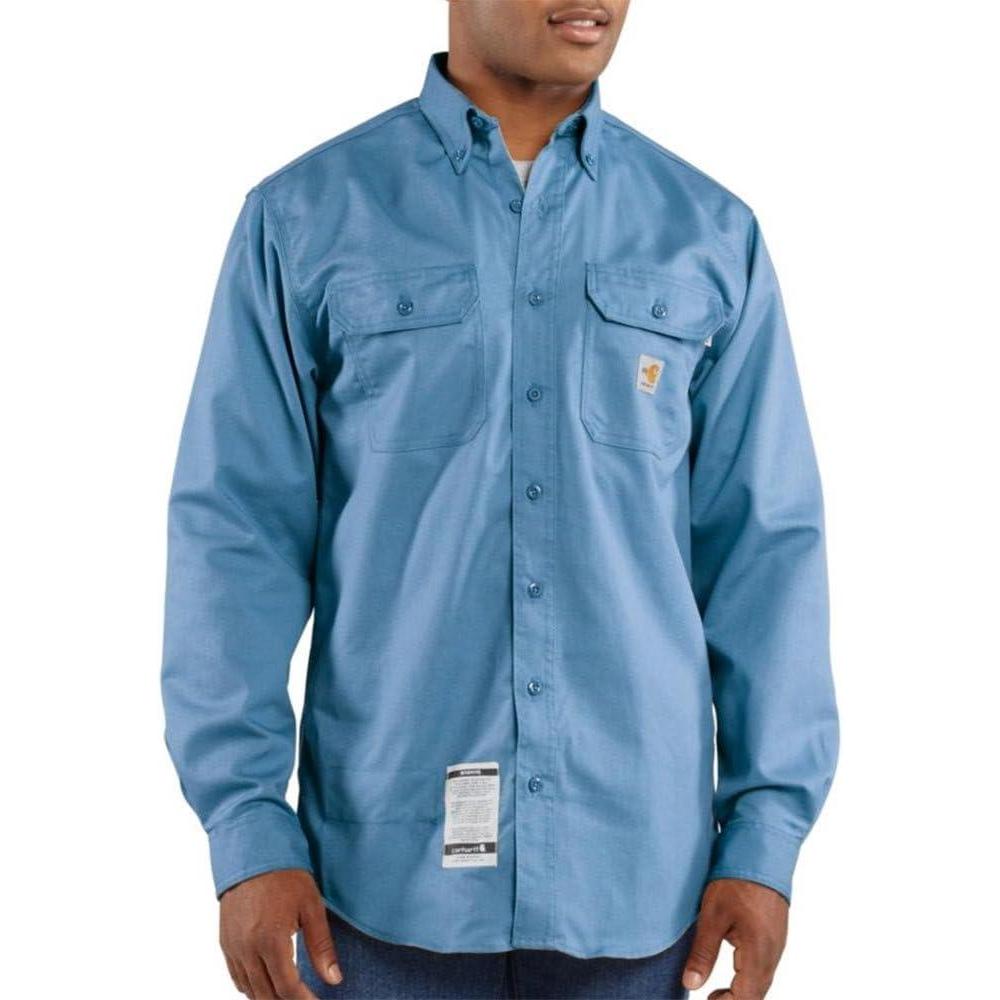 imageCarhartt Mens FlameResistant Classic Twill ShirtMedium Blue