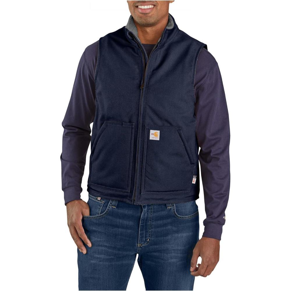 imageCarhartt Mens FlameResistant Duck Sherpa Lined VestDark Navy