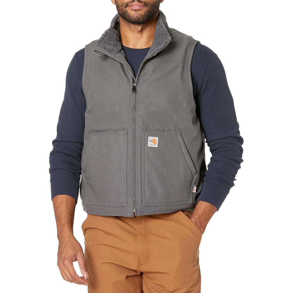 imageCarhartt Mens FlameResistant Duck Sherpa Lined VestGravel