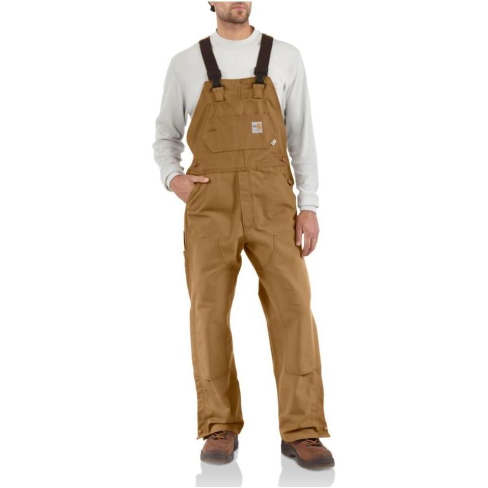 imageCarhartt Mens FlameResistant Duck Unlined Bib OverallCarhartt Brown