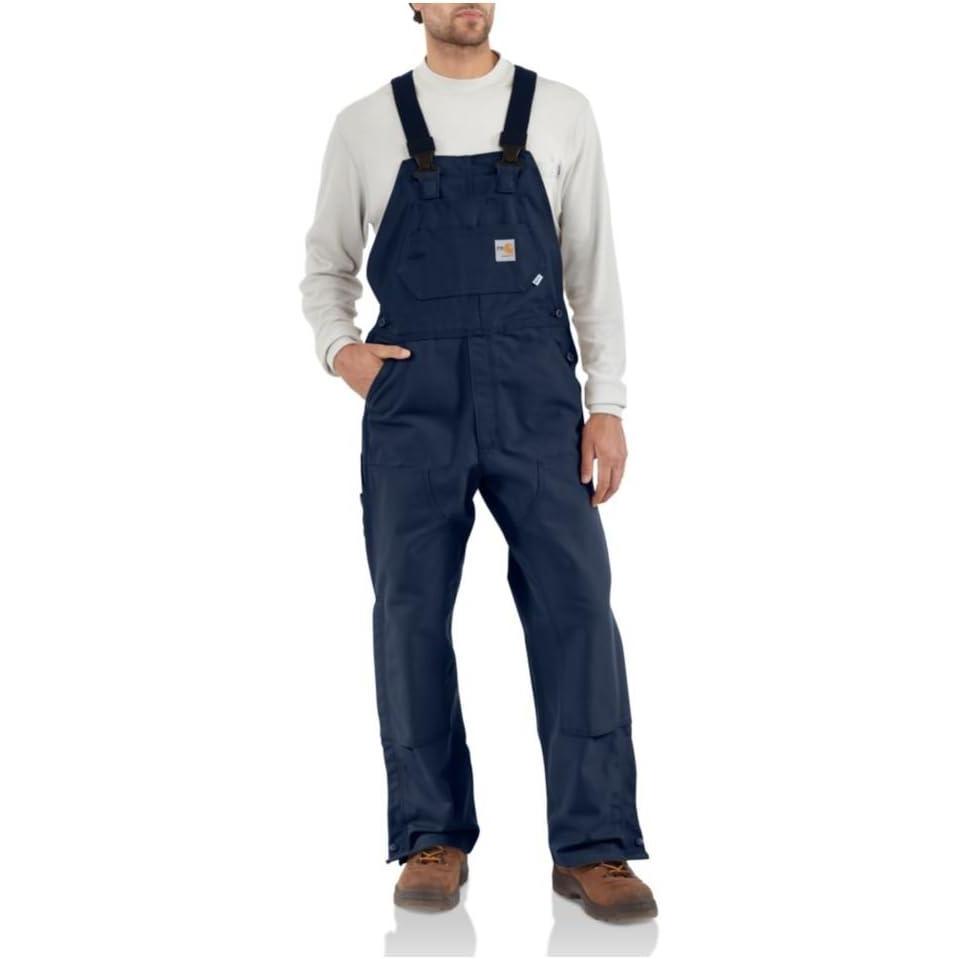 imageCarhartt Mens FlameResistant Duck Unlined Bib OverallDark Navy