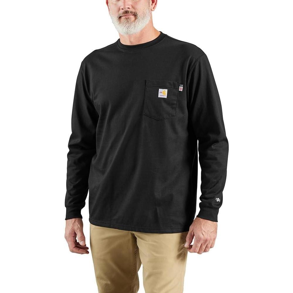 imageCarhartt Mens FlameResistant Force Cotton LongSleeve TShirtBlack
