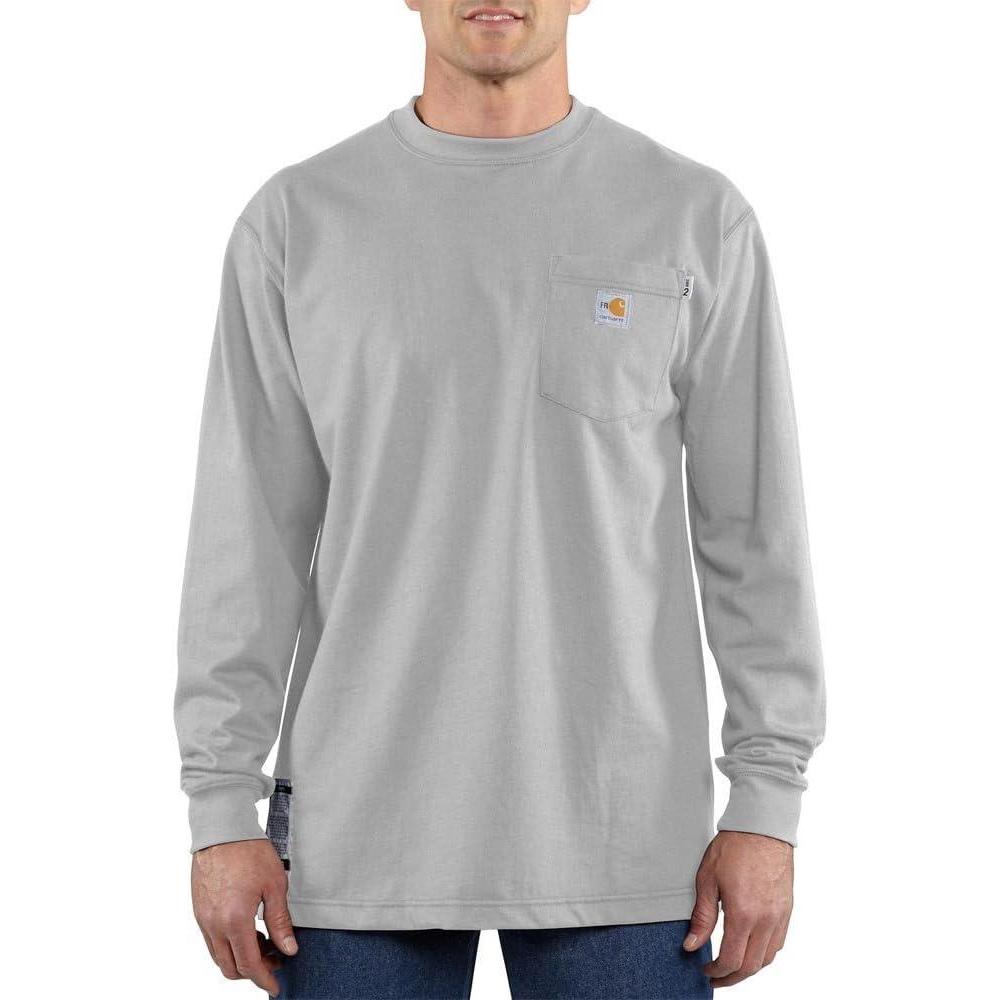 imageCarhartt Mens FlameResistant Force Cotton LongSleeve TShirtGrey