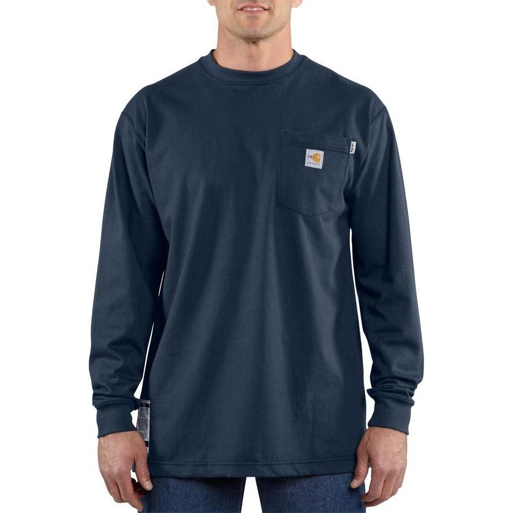 imageCarhartt Mens FlameResistant Force Cotton LongSleeve TShirtNavy