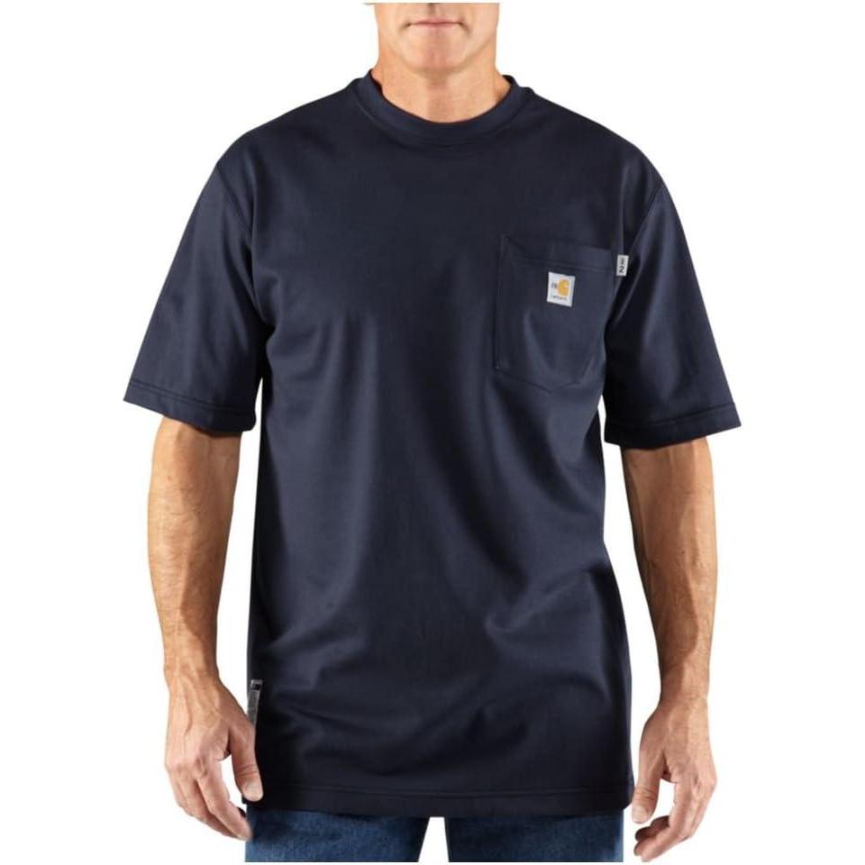 imageCarhartt Mens FlameResistant Force Cotton ShortSleeve TShirtDark Navy