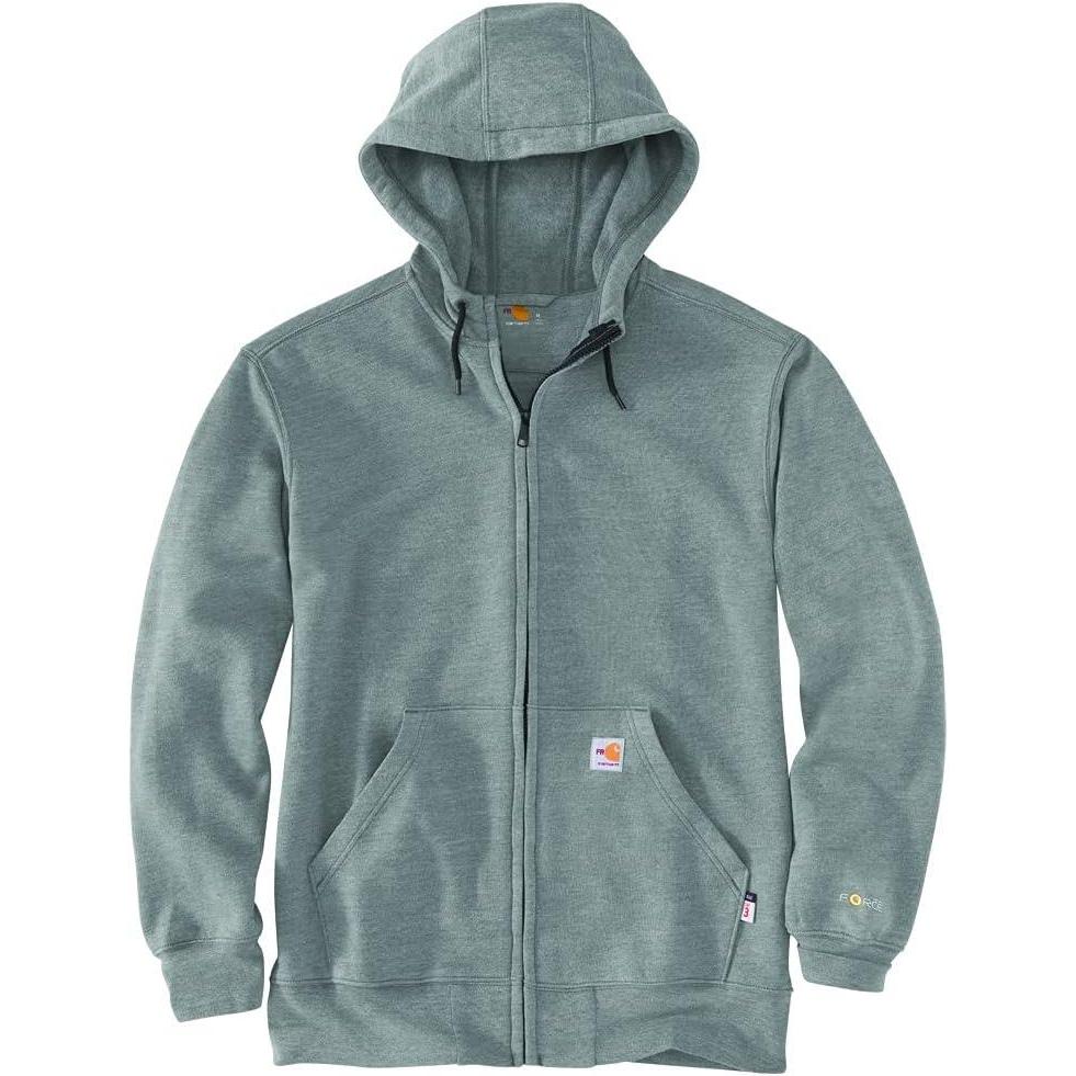 imageCarhartt Mens FlameResistant Force Loose Fit Midweight Hooded Zip Front SweatshirtGranite Heather