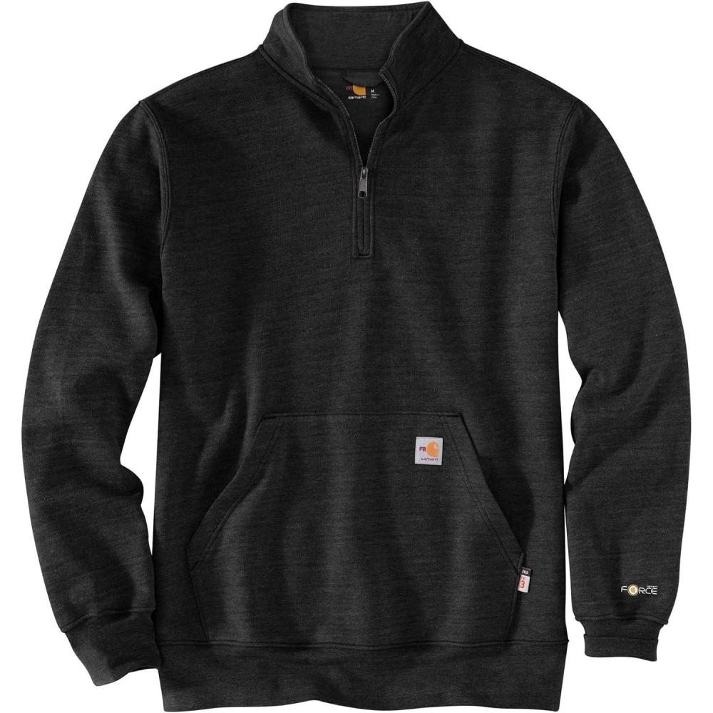 imageCarhartt Mens FlameResistant Force Loose Fit Midweight Mock Neck SweatshirtBlack Heather