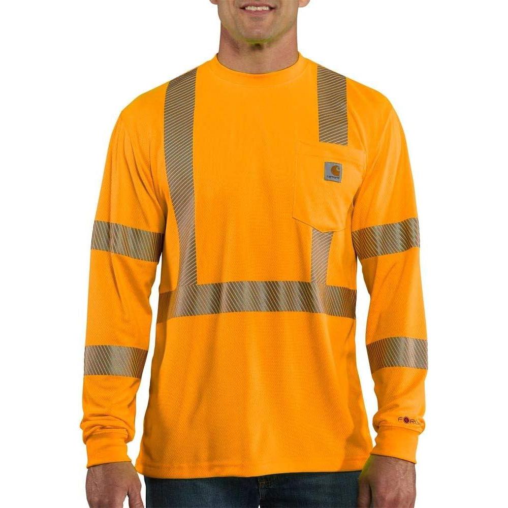 imageCarhartt Mens Force HighVisibility LongSleeve Class 3 TShirtBright Orange