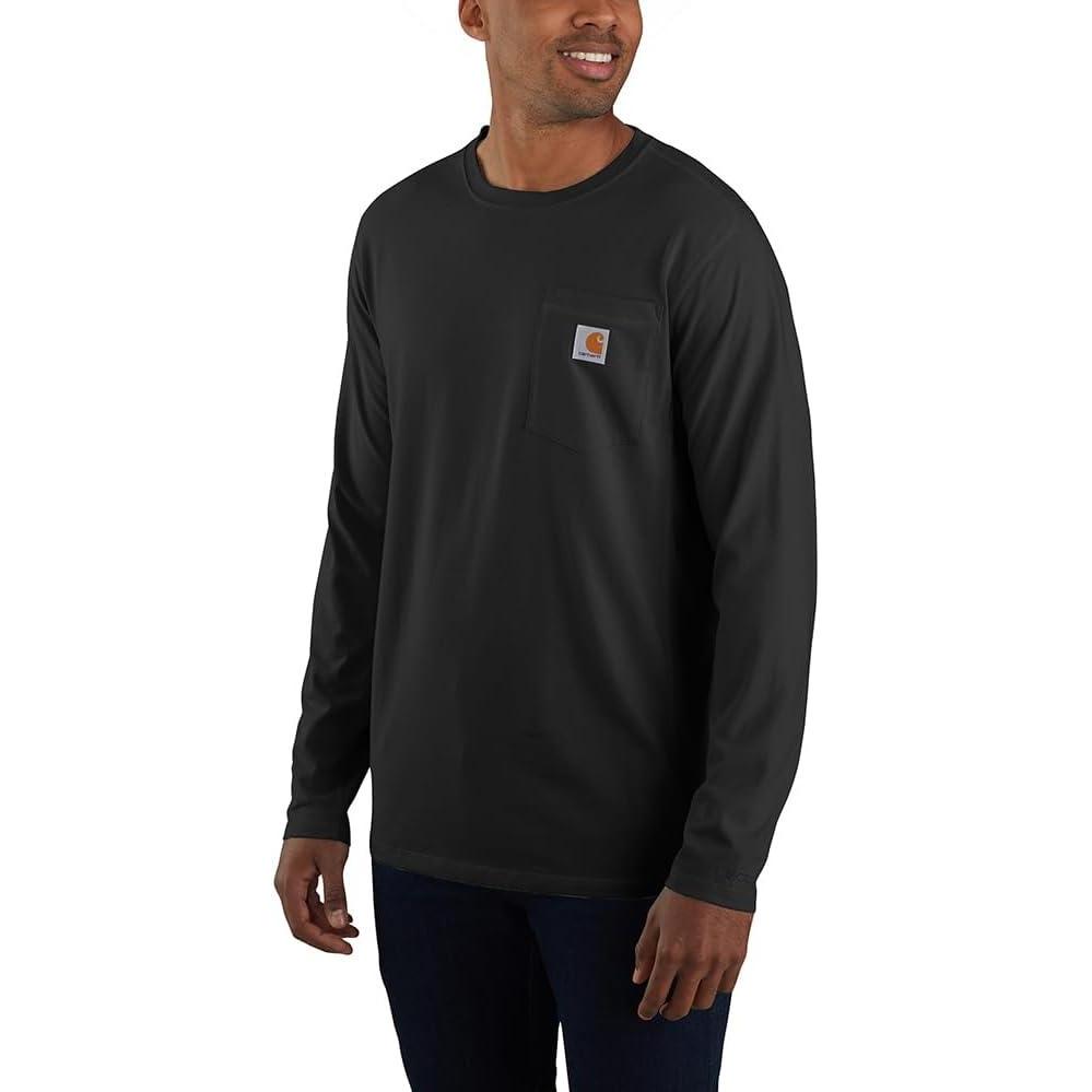 imageCarhartt Mens Force Relaxed Fit Midweight LongSleeve Pocket TShirtBlack