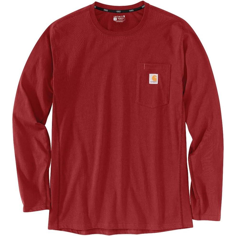 imageCarhartt Mens Force Relaxed Fit Midweight LongSleeve Pocket TShirtCrabapple