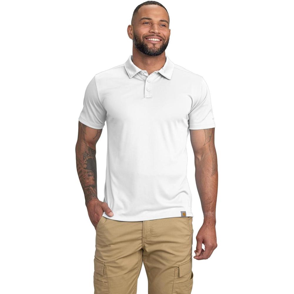 imageCarhartt Mens Force Sun Defender Lightweight ShortSleeve PoloWhite
