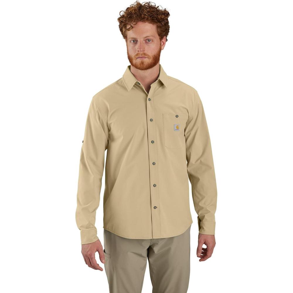 imageCarhartt Mens Force Sun Defender Relaxed Fit Lightweight LongSleeve ShirtBeach