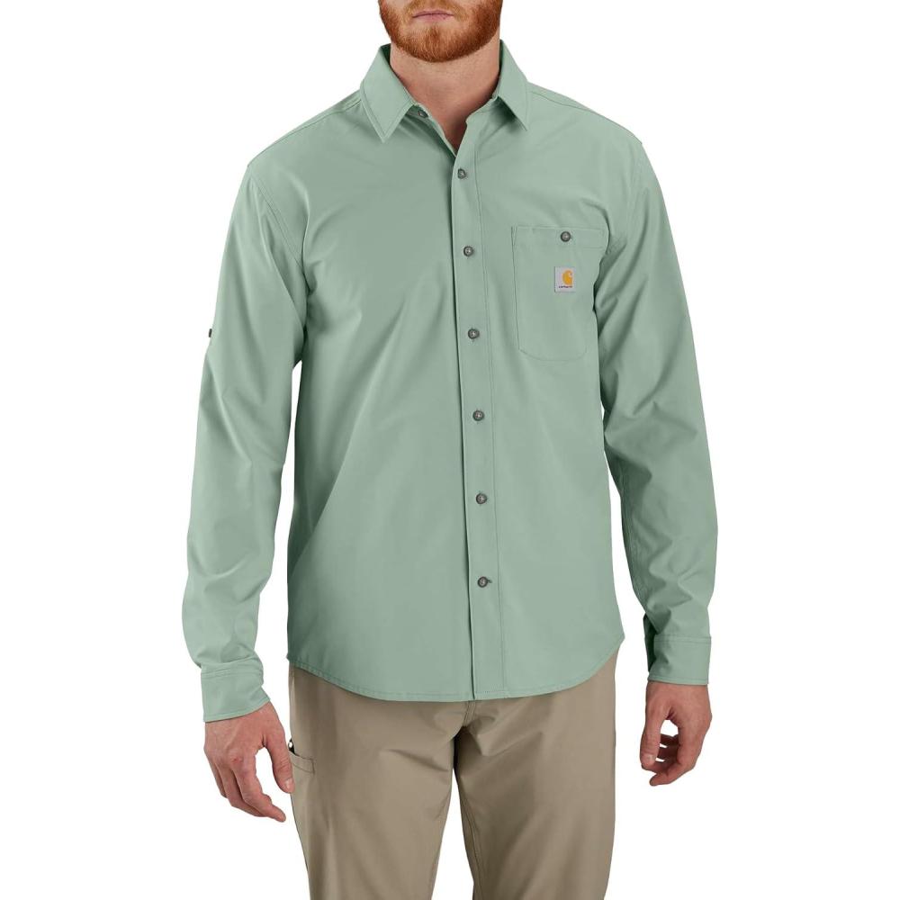 imageCarhartt Mens Force Sun Defender Relaxed Fit Lightweight LongSleeve ShirtPatina