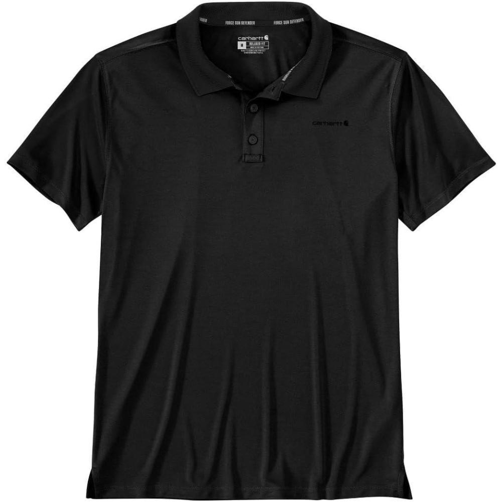 imageCarhartt Mens Force Sun Defender Relaxed Fit Lightweight ShortSleeve PoloBlack