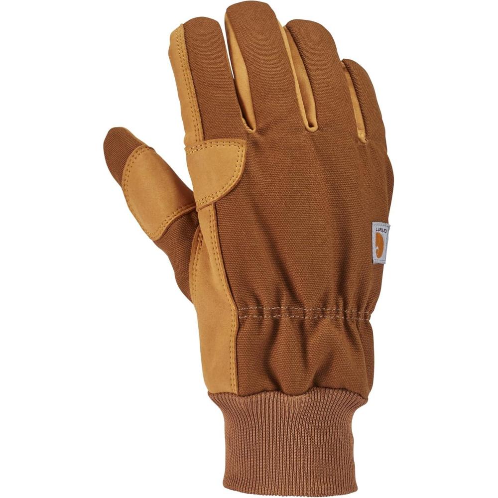 imageCarhartt Mens GL0801M Insulated Duck Synthetic Leather Knit Cuff GloveCarhartt Brown