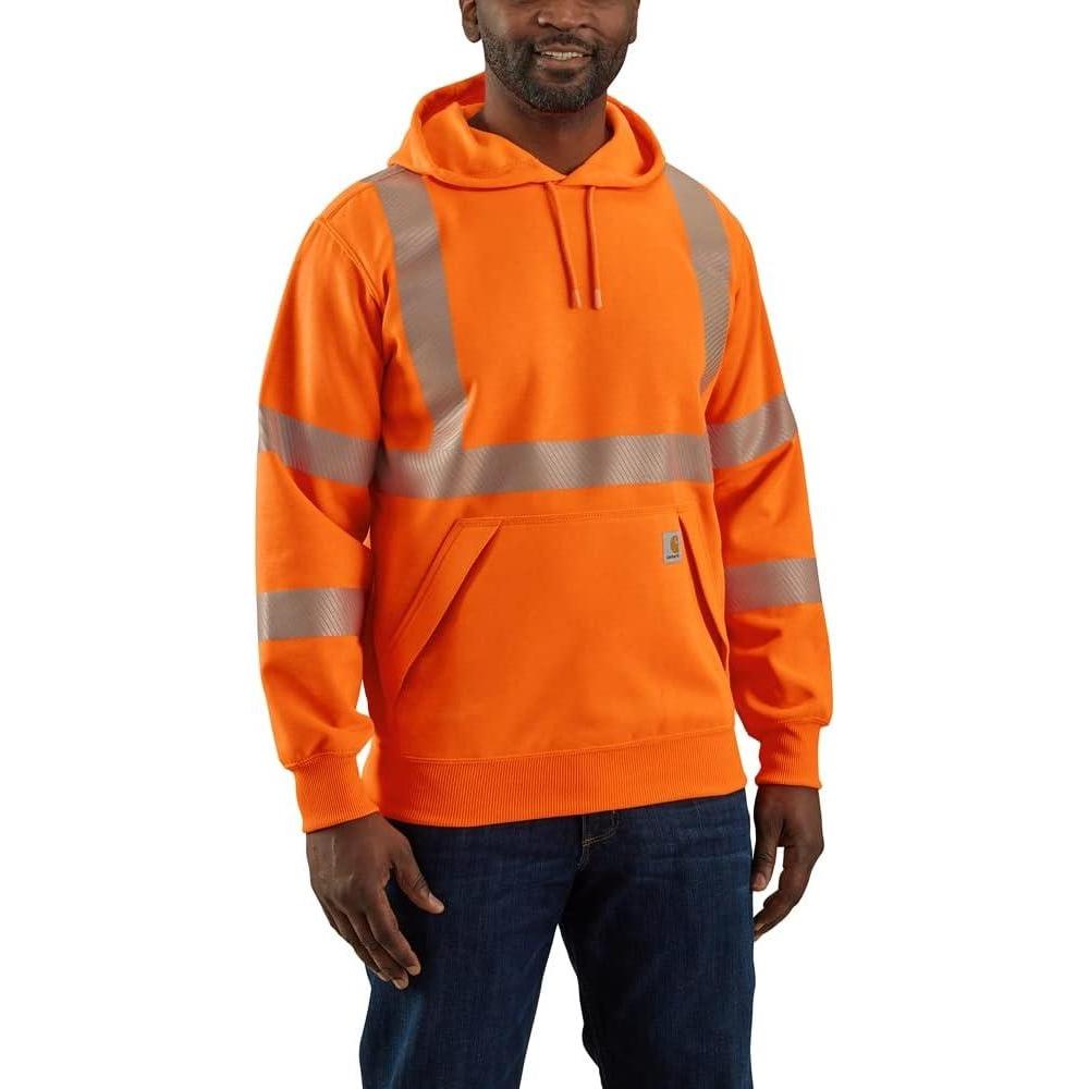 imageCarhartt Mens HighVisibility Loose Fit Midweight Hooded Class 3 HoodieBrite Orange