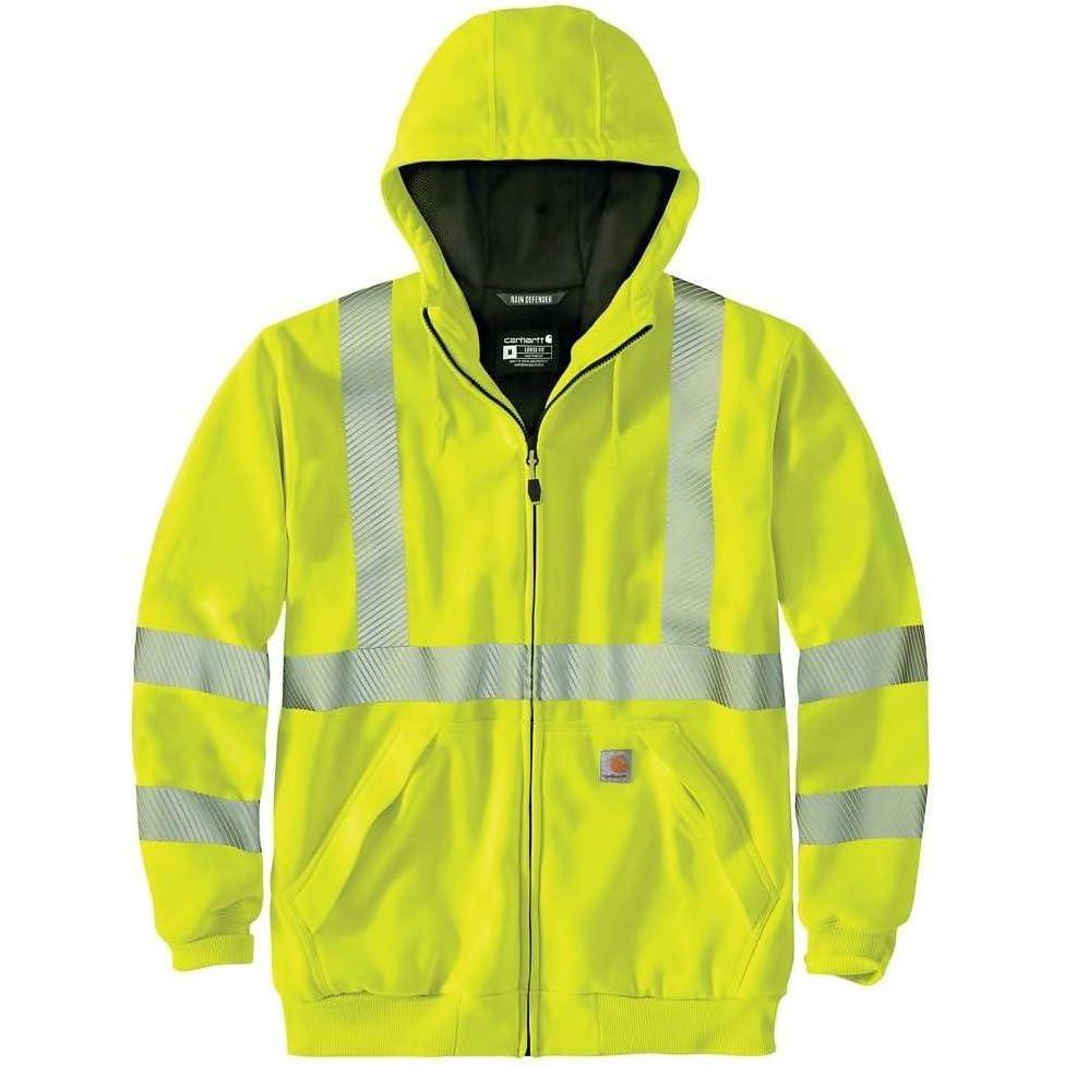 imageCarhartt Mens HighVisibility Loose Fit Midweight ThermalLined FullZip Class 3 SweatshirtBrite Lime