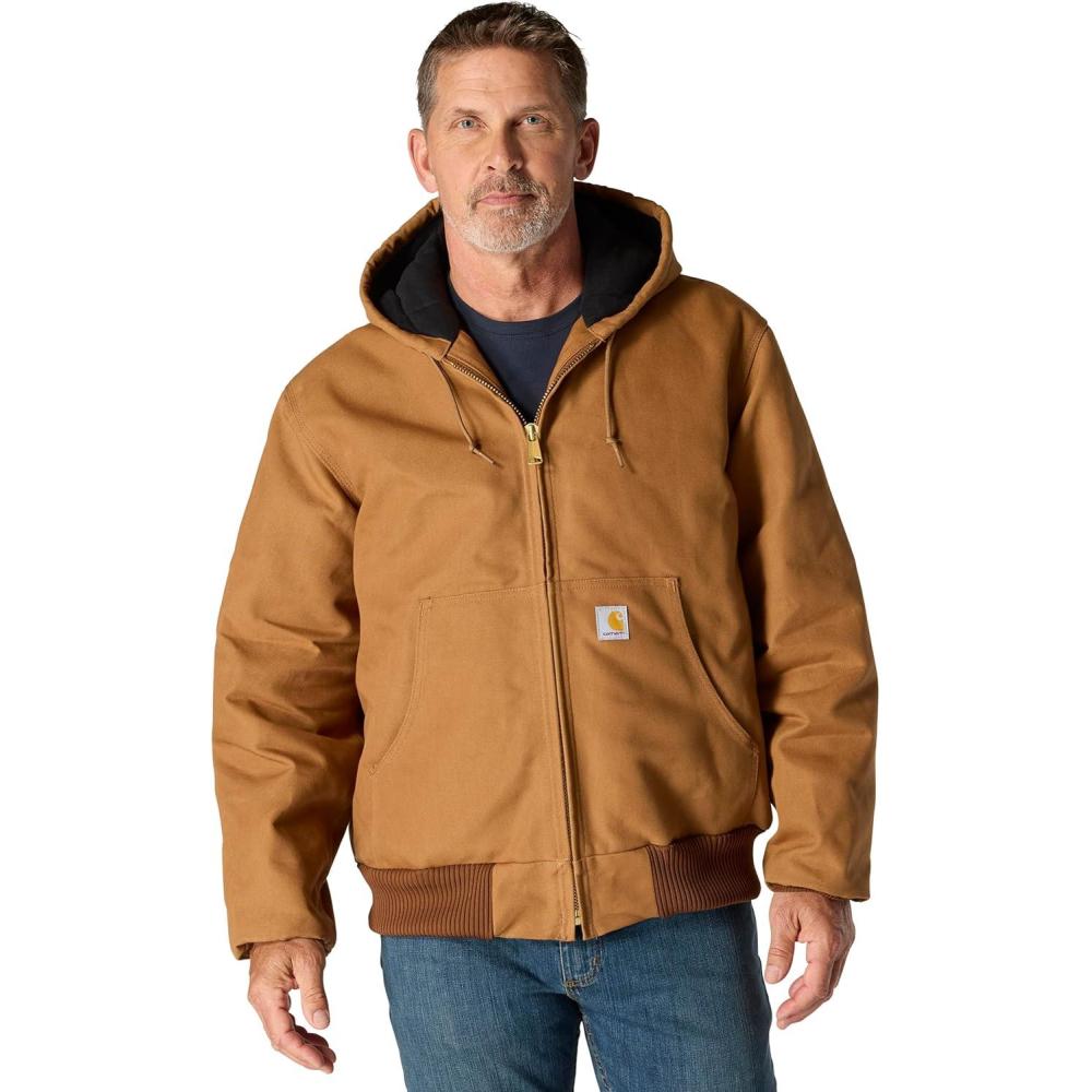 imageCarhartt Mens J140 Loose Fit Firm Duck Insulated FlannelLined Active JacCarhartt Brown