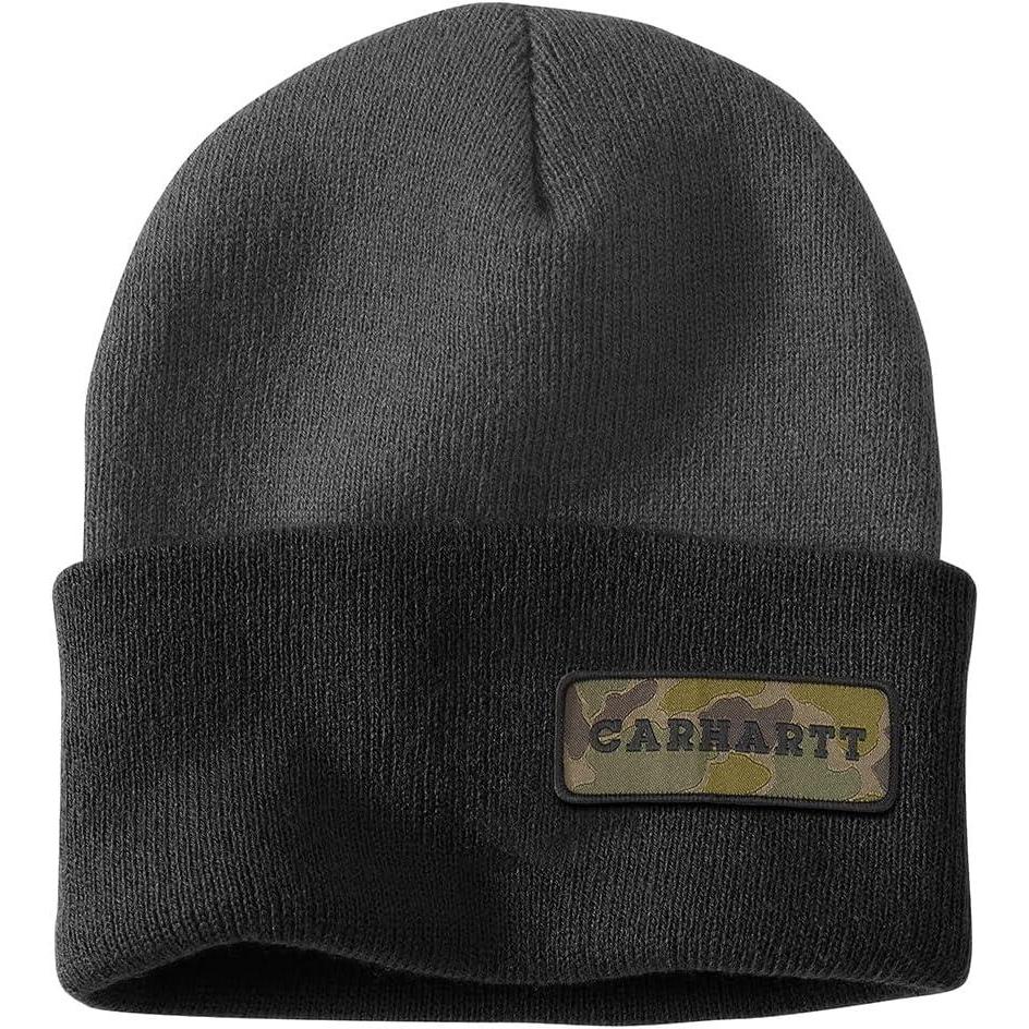 imageCarhartt Mens Knit Cuffed Camo Patch Beanie Shadow One Size