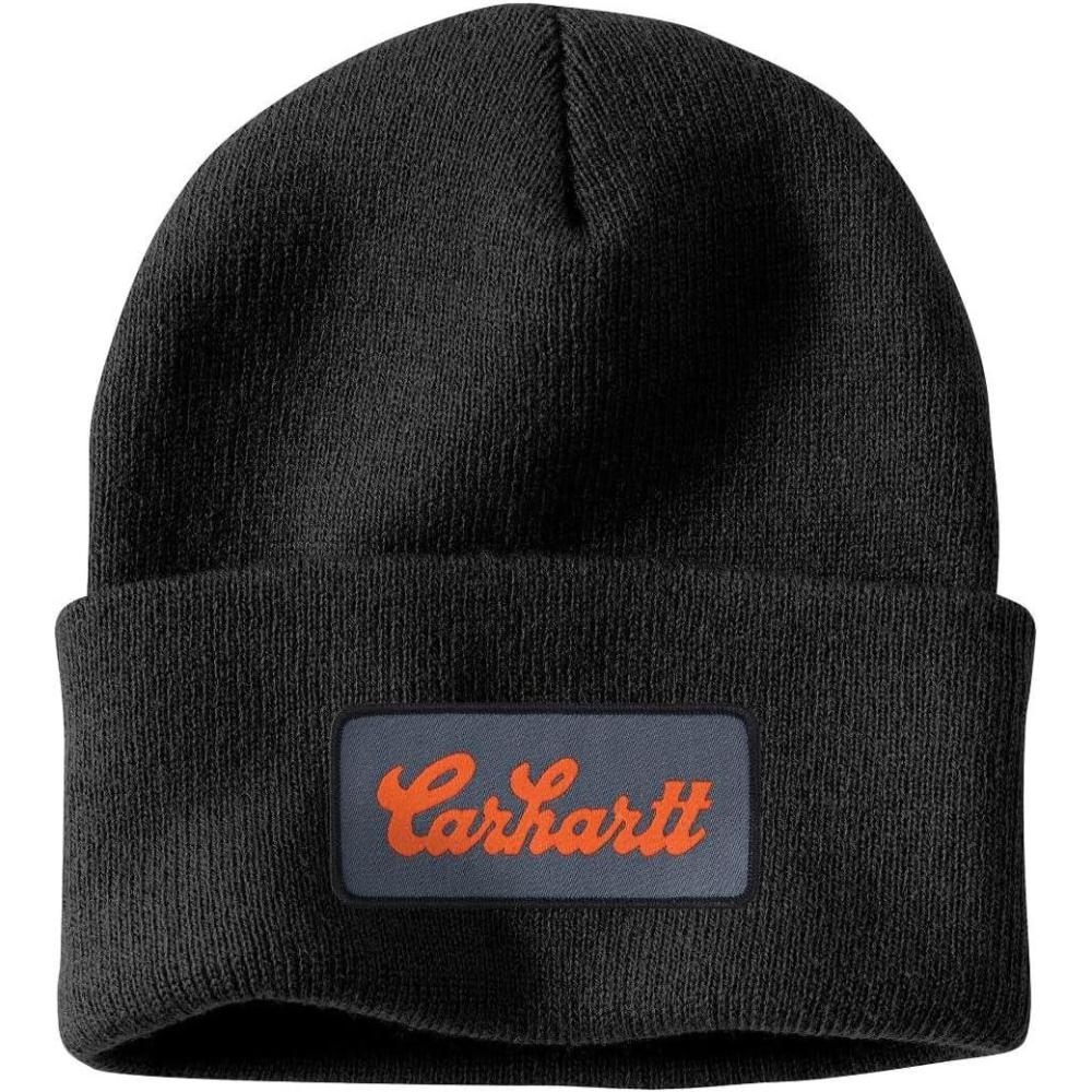 imageCarhartt Mens Knit Cuffed Script Patch BeanieBlack