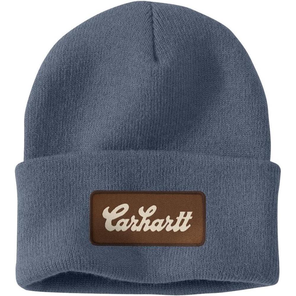 imageCarhartt Mens Knit Cuffed Script Patch BeanieBluestone