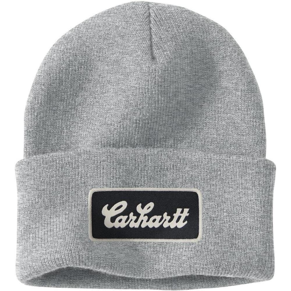imageCarhartt Mens Knit Cuffed Script Patch BeanieHeather Gray