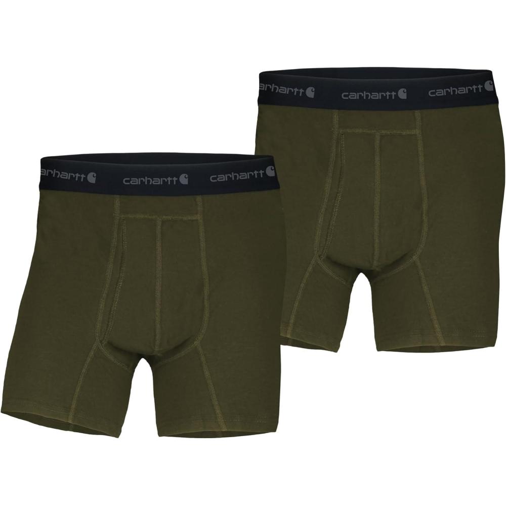imageCarhartt Mens MBB124 5 Inch Basic Boxer Brief 2PackBurnt Olive