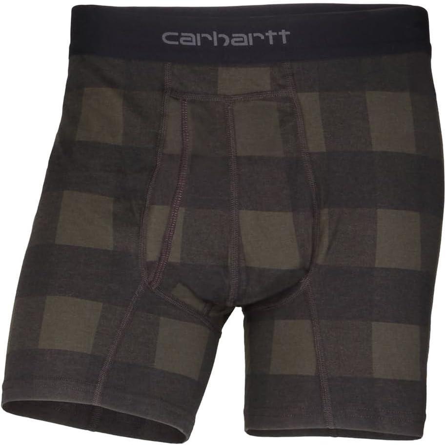 imageCarhartt Mens MBB124 5 Inch Basic Boxer Brief 2PackHubbard Plaid