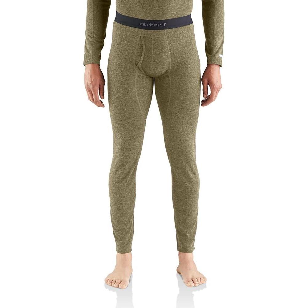 imageCarhartt Mens MBL121 Base Force Heavyweight Base Layer PolyWool BottBurnt Olive Heather