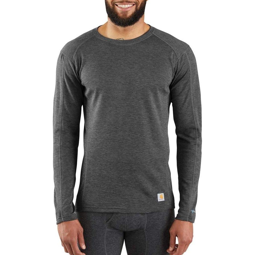 imageCarhartt Mens MBL131 Base Force Midweight Base Layer PolyWool CrewDark Black Heather
