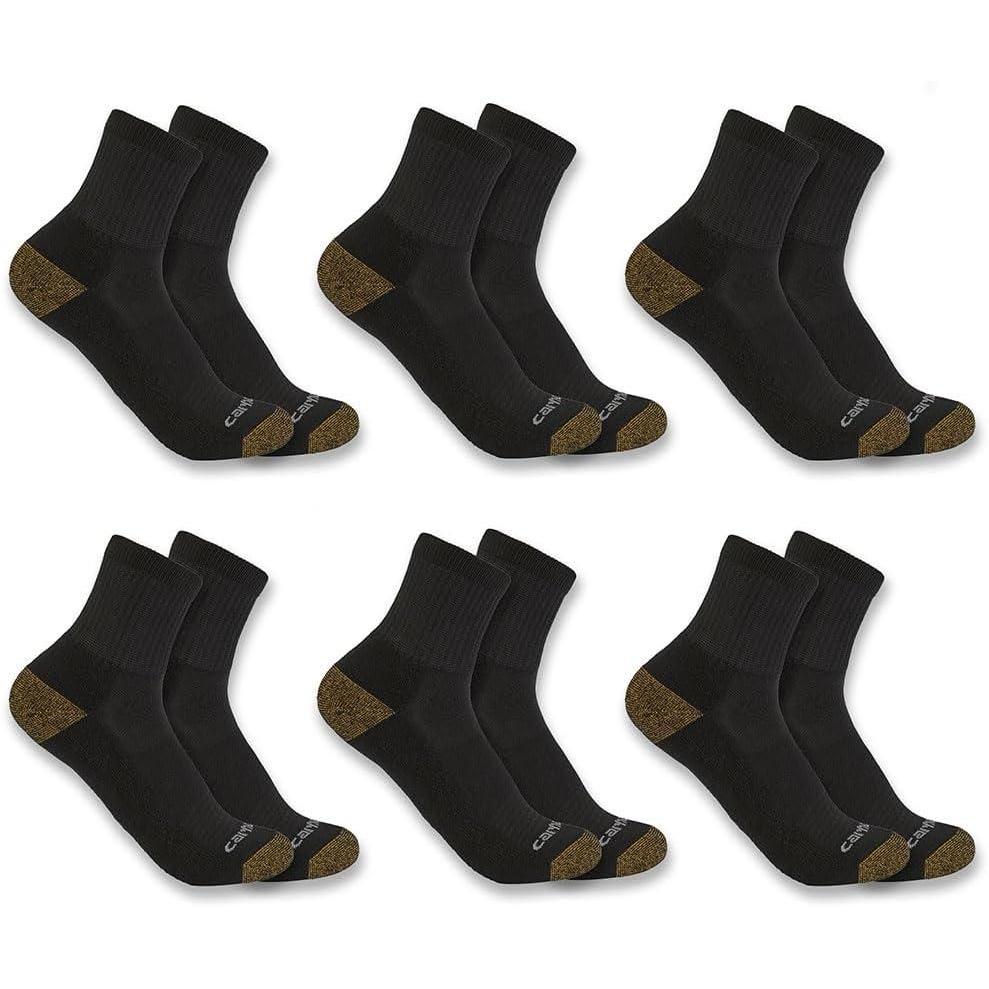 imageCarhartt Mens Midweight Quarter Sock 6 PackBlack