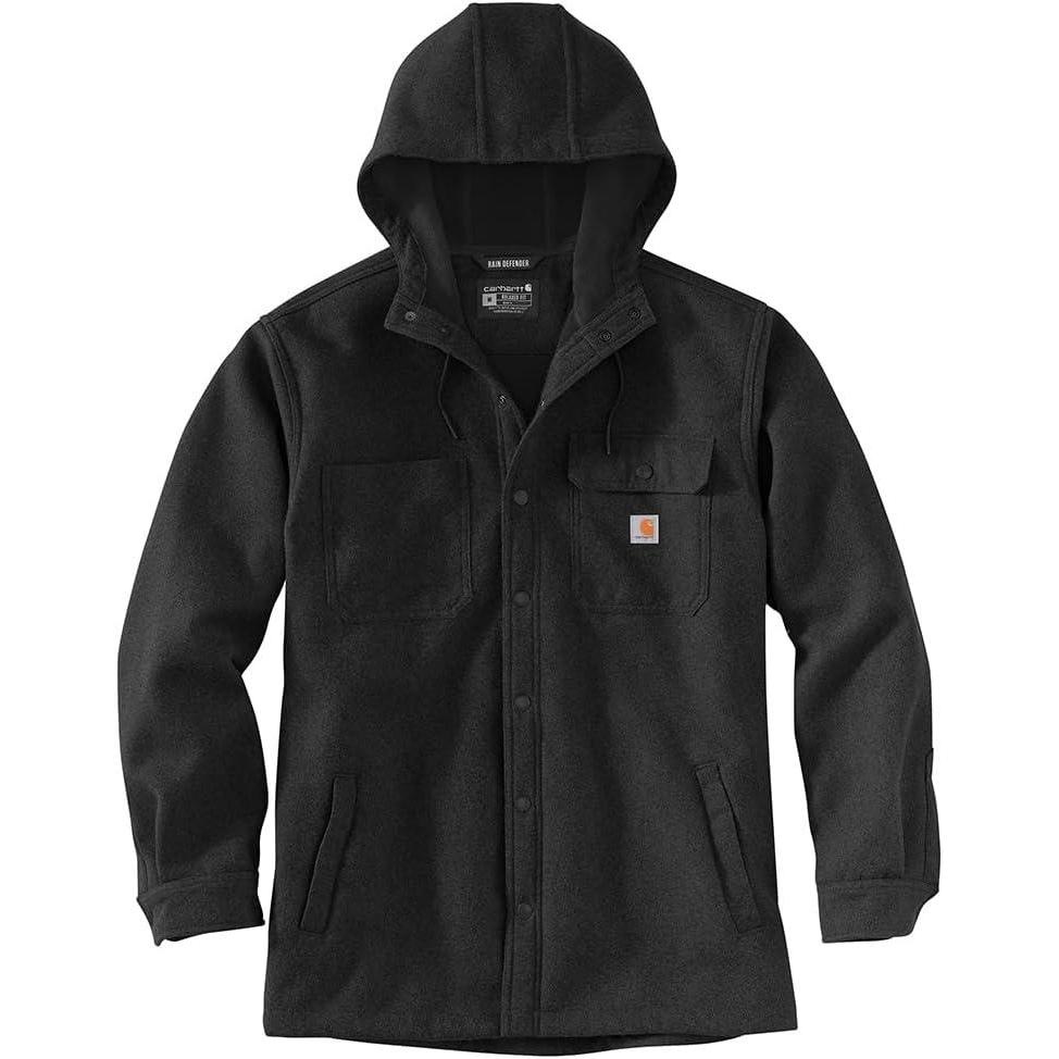 imageCarhartt Mens Rain Defender Relaxed Fit Heavyweight Hooded Shirt JacBlack